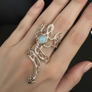 Sterling Silver Opal‎ Dragon Ring